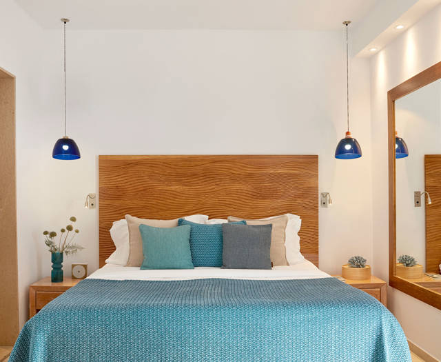 Eagles Palace Resort Chalkidiki Family Suite bedroom with blue shades